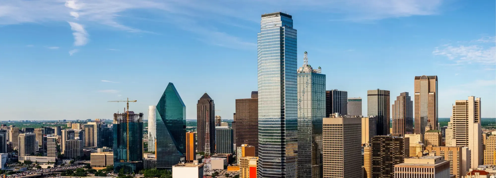 Beautiful Blue Skyline and Buildings in Dallas Texas